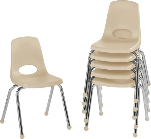 Vista 55 de Factory Direct Partners 10356-PU - Silla escolar apilable de 10 pulgadas, asiento apilable para estudiantes con patas de acero cromado y rodamientos