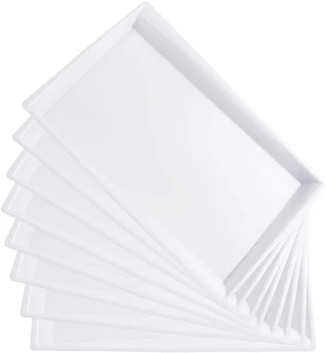 Vista 9 de I00000 Paquete de 6 bandejas de servir de plástico con purpurina dorada, 15" x 10" bandejas de comida onduladas, bandejas de servir desechables