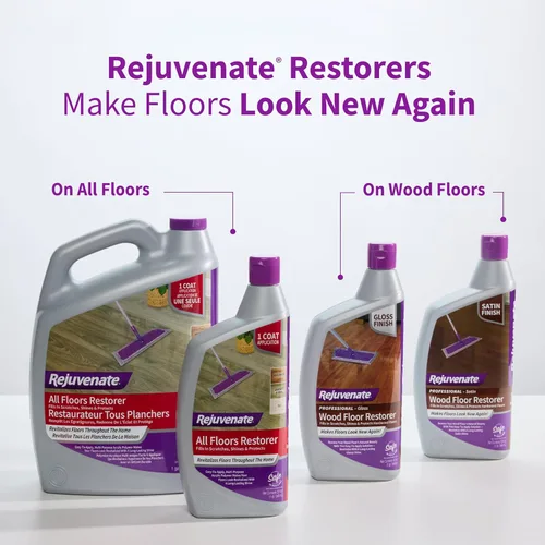 Vista 11 de Rejuvenate El restaurador profesional de pisos de madera rellena arañazos, brilla y protege el suelo de madera para un brillo satinado mate, 32 onzas