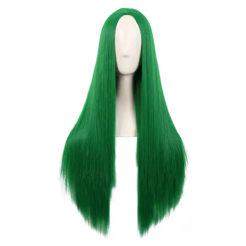 Vista 15 de MapofBeauty - Peluca sintética larga especial para mujer, de 28 pulgadas (70 cm), cabello lacio, color negro