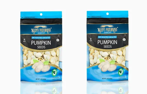 Klein's Naturals Semillas de calabaza sin sal en cáscara sin gluten, pepitas aptas para dieta cetogénica, semillas de calabaza tostadas (2 unidades)