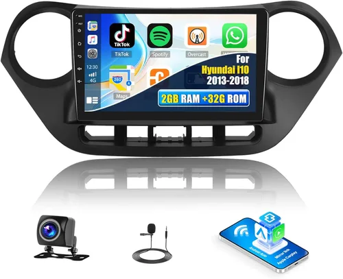 2+32G Android Car Stereo para Hyundai I10 2013-2018 inalámbrico Apple Carplay Android Auto 9 pulgadas pantalla táctil Bluetooth navegación GPS