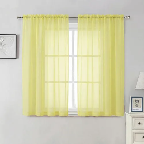 Vista 62 de Aiyufeng 2 paneles de cenefa transparente negra de 14 pulgadas de largo, cortinas cortas para dormitorio, cortinas de cocina para ventana pequeña