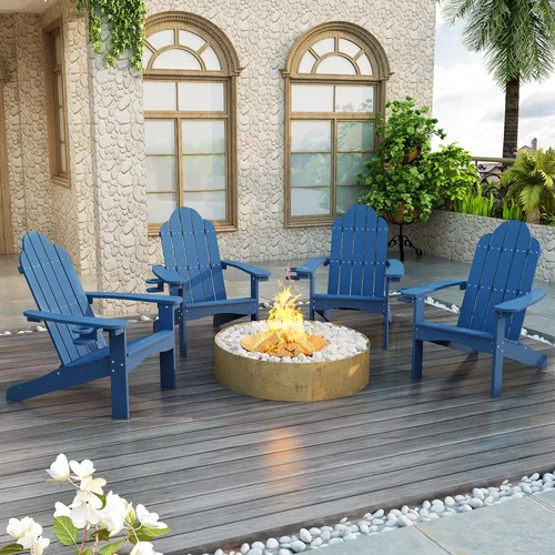 Vista 67 de LUE BONA HDPS Sillas Adirondack de 2, Silla para Hoguera al Aire Libre, Resistente a la Intemperie con Portavasos, Silla Moderna de Plástico
