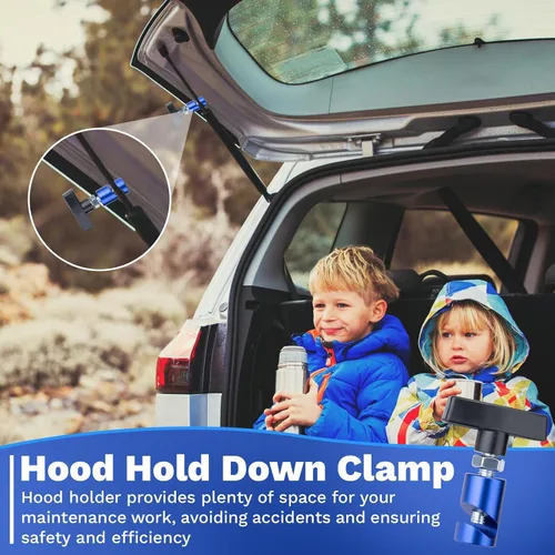 Vista 2 de 2 piezas de abrazaderas de soporte de elevación del capó del coche, abrazadera de puntales del capó, clip de retención de soporte de elevación