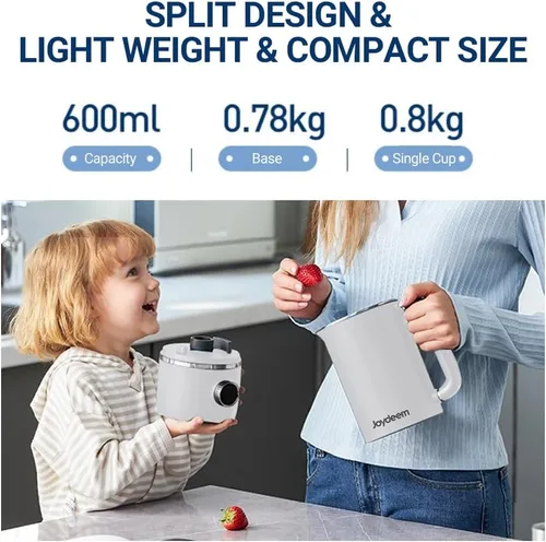 Vista 4 de Joydeem JD-PB8200 - Licuadora compacta con 10 menús, licuadora de cocción silenciosa para leche de soja, pasta y jugo, acero inoxidable 304