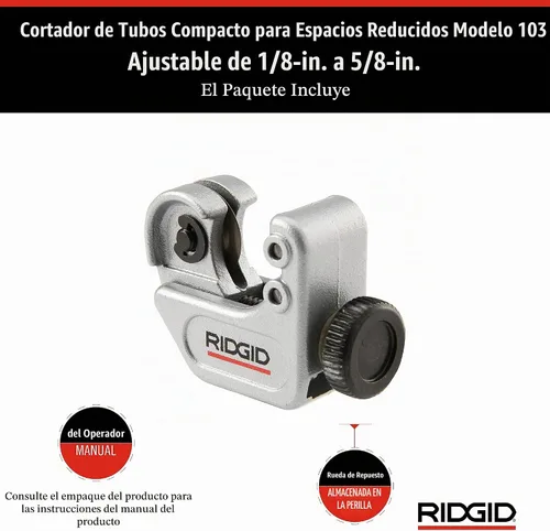 Vista 7 de Cortador de tubería RIDGID modelo 103 1/8 pulg x 5/8 pulg.