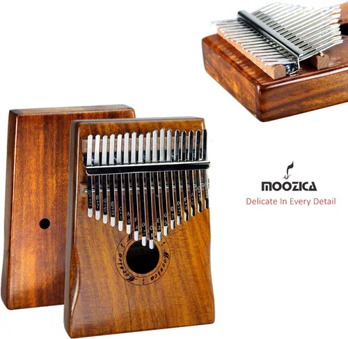 Vista 2 de Moozica Kalimba de 17 teclas Marimba, piano de pulgar profesional de madera de koa sólida Instrumento musical (Koa-K17K)
