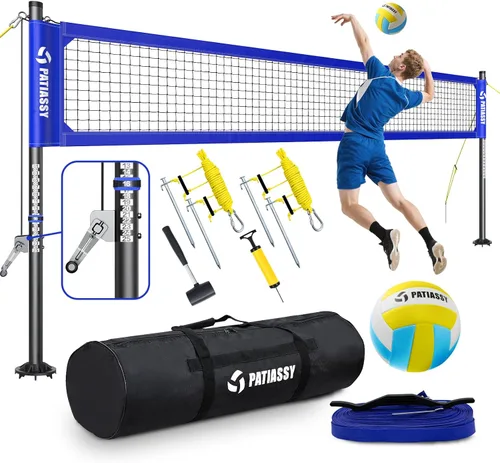 Vista 14 de Professional Heavy Duty Volleyball Net Set for Backyard & Beach, Outdoor Net System with Steel Anti-Sag Winch, 32FT Reinforced Net, Height