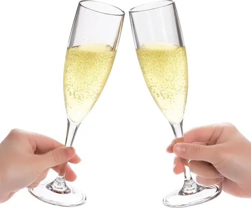 Vista 4 de Elsjoy Paquete de 8 copas de champán acrílicas, copas de champán de tallo de 6 onzas, copas de champán irrompibles, tazas de champán reutilizables