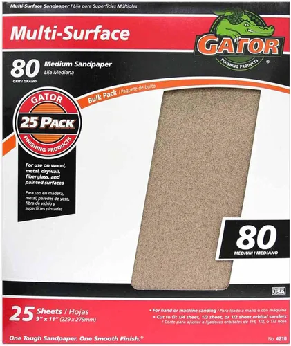 Vista 11 de Gator - Hojas de lijado multisuperficie de 9 x 11 pulgadas, grano 36, paquete de 25
