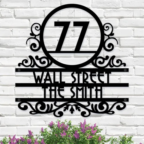 Vista 17 de Letrero de metal personalizado con número de casa para exterior moderno, letrero de número de dirección personalizado para casa, placa de dirección