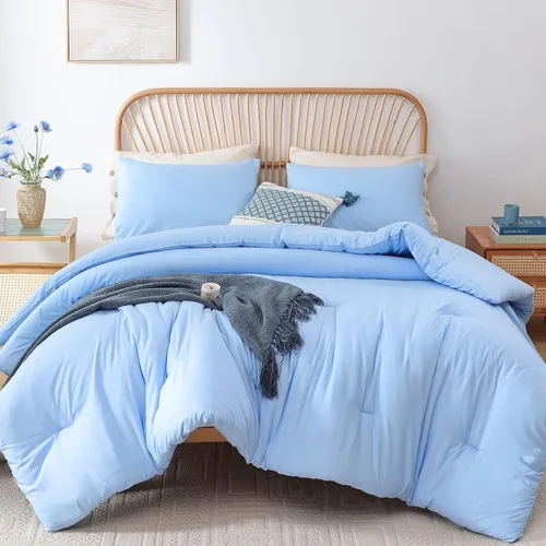 Vista 35 de ROSGONIA Edredón tamaño completo para niñas, niños, adolescentes, gris carbón, 3 piezas (1 edredón gris oscuro y 2 fundas de almohada), ropa de cama
