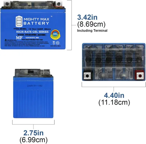 Vista 2 de Mighty Max Battery YTX4L-BS GEL - 12 Volt 3 AH, Tipo GEL, 50 CCA, Batería SLA AGM de Motocicleta Recargable Libre de Mantenimiento
