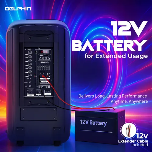 Vista 6 de Dolphin Altavoz Bluetooth dual de 10 pulgadas para fiestas, altavoz grande de 1000 W con 2 micrófonos inalámbricos, graves potentes, luces LED