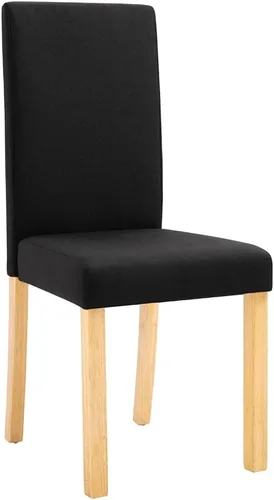 Vista 4 de Modern Dining Chairs Set of 2 Black Fabric Upholstered with Rubber Wood Frame for Kitchen Dining Room Farmhouse Decor
