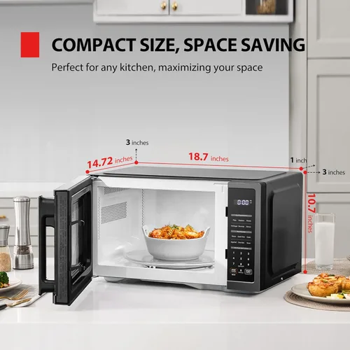 Vista 2 de TOSHIBA ML4-EM09PA(BS) - Horno microondas pequeño de encimera con 6 menús automáticos, función de silencio, bloqueo infantil, artículos esenciales