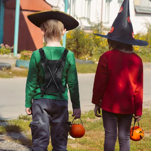 Vista 9 de Angoily Mochila de cuero con correa de transporte de espada doble para cosplay y artes marciales con capacidad de 2 espadas