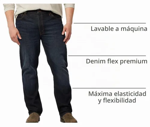 Vista 5 de Signature by Levi Strauss & Co Jeans rectos para hombre Niebla del bosque