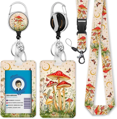 Vista 45 de Giancomics Soporte para tarjetas de identificación negro con cordón, cordones para insignias de identificación con carrete de insignia retráctil