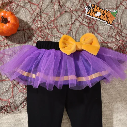Vista 6 de fioukiay Conjunto de ropa de Halloween para bebé niña, abrigo con capucha de forro polar, mameluco+leggings, pantalones tutú, conjuntos de ropa de 3