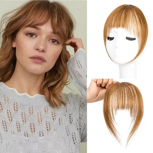 Vista 21 de Flequillo con clip, extensiones de cabello humano 100 % real, flequillo con clip para mujer, extensiones curvadas para uso diario