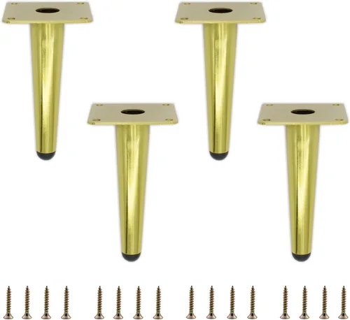 Vista 30 de Paquete de 4 patas para muebles, patas redondas cónicas para muebles, pie de metal resistente para sofá, armario, bar, cama, mesa, silla, sofá