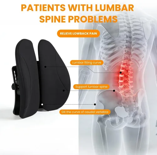 Vista 3 de Soporte ergonómico para respaldo para silla de oficina, asiento de almohada lumbar para postura y espalda baja, altura ajustable, cojín de respaldo