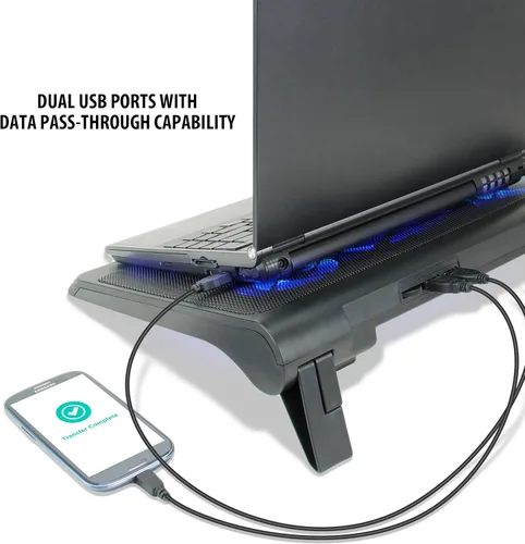 Vista 6 de ENHANCE Soporte de refrigeración para laptop gaming con ventiladores LED refrigerantes, altura ajustable y puerto USB dual para laptops de 17