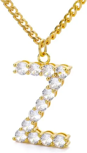 LOYJOY - Collares con dije de letra inicial de cristal para mujer color dorado y plateado cadena gótica joyería de gargantilla color plateado Z