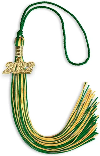 Vista 181 de Endea Graduation - Borla de doble color mixto con fecha dorada (negro/dorado antiguo, 2021)