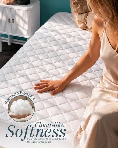 Vista 5 de Utopia Bedding Paquete de 2 protectores de colchón acolchados ajustados, tamaño Queen, protector de colchón elástico y funda con bolsillo profundo