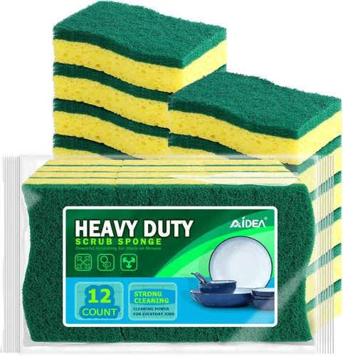 Vista 12 de AIDEA Esponjas de cocina, esponja exfoliante antiarañazos, 6 unidades, esponjas para utensilios de cocina antiadherentes, esponja de limpieza