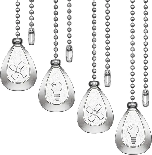 Vista 9 de Patelai 4 Pieces Ceiling Fan Pull Chain Extender Ornament 12 Inch Ceiling Pull Chain Extension Classic Drop Shaped Pendant Beaded Ball Cord for Fan
