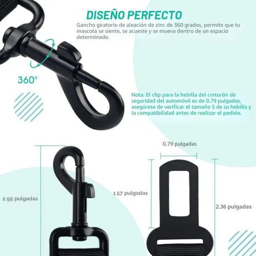 Vista 6 de COOYOO cinturón de seguridad retráctil y ajustable para perro, juego de 3 piezas, cinturón de nailon para vehículo, para que tu mascota esté segura
