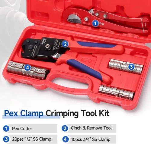Vista 2 de iCrimp Kit de Herramienta de Pinza para Tubería PEX de Una Mano, Herramienta de Crimpado PEX con Función de Remoción para Anillos de Abrazadera