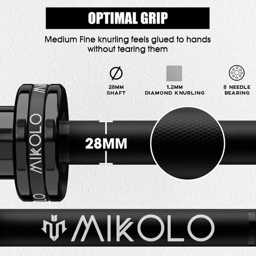 Vista 2 de Mikolo - Barra olímpica de 7 pies, barra para levantamiento y potencia de pesas de 45 lb, barra olímpica para capacidad de 1500 lb, barra