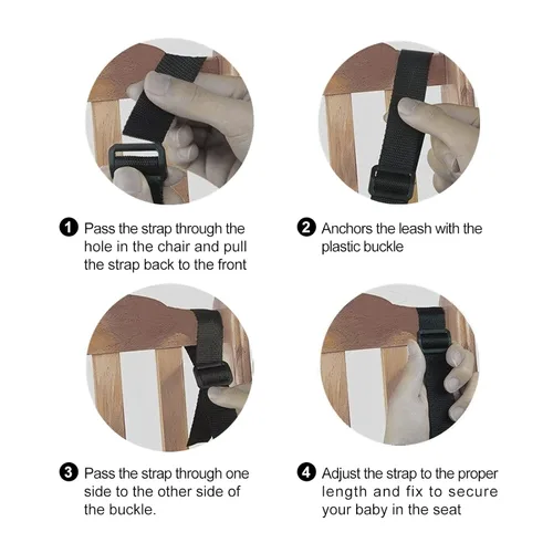 Vista 4 de Cinturón de seguridad ajustable para bebé, arnés de seguridad de 5 puntos, cinturón de seguridad ajustable para silla alta y silla de paseo