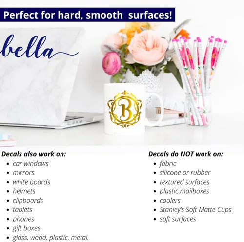 Vista 7 de Calcomanía personalizada con nombre para vaso Yeti, automóvil o laptop, tu elección de color y estilo Decals by ADavis