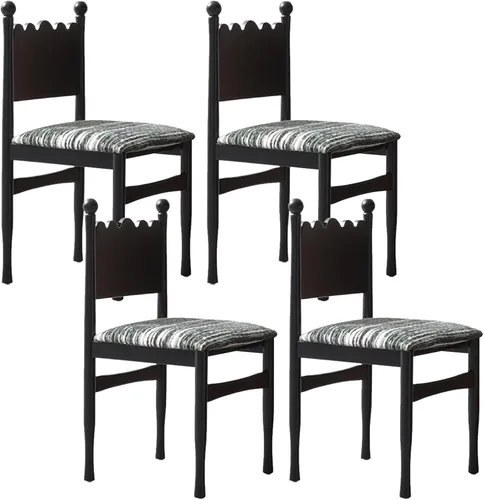Vista 10 de Solid Wood Dining Chair Upholstered Kitchen Chairs, Dining Room Chairs of 4, Black Accent Chair for Kitchen, Dining Room, Living Room