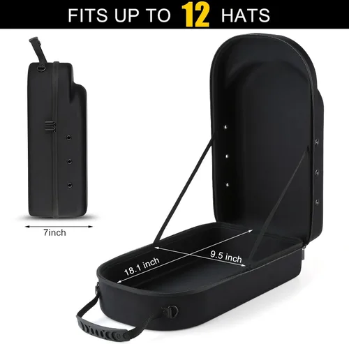 Vista 3 de GERMUN Funda rígida para gorra de béisbol, funda de viaje con correa ajustable para el hombro, funda para 12 gorras de béisbol, perfecta para viajes