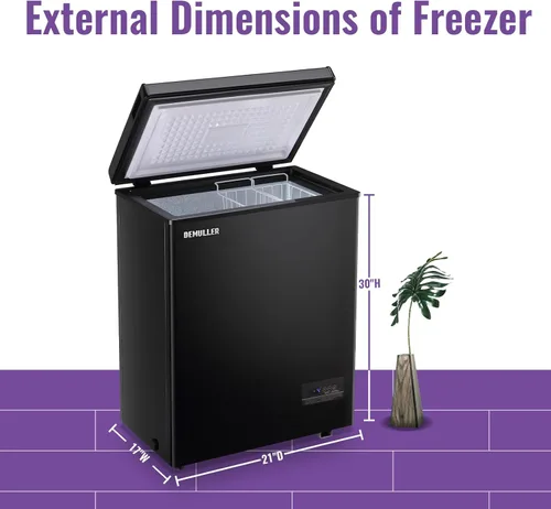 Vista 6 de DEMULLER Congelador de pecho profundo, mini congelador con pantalla de visualización electrónica, congelador de puerta superior independiente
