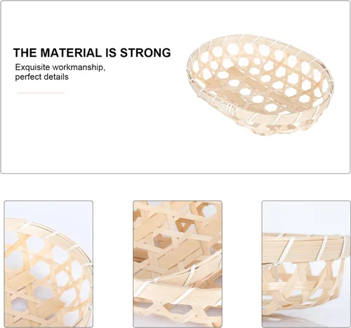 Vista 7 de Alipis Paleta de maquillaje, 4 unidades, bandeja ovalada de servicio de alimentos, aperitivos de bambú, bandejas para perros calientes