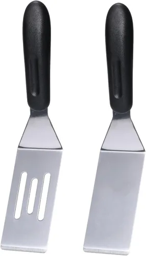 Vista 8 de Mini espátula de metal ranurada para sartén de hierro fundido, utensilio de cocina de acero inoxidable para filetes, huevos, panqueques, brownies