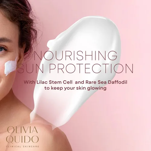 Vista 3 de OLIVIA QUIDO Clinical Skincare Protector solar de amplio espectro SPF 50 con células madre lilas Protección antienvejecimiento de la piel contra