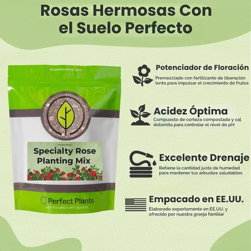 Vista 3 de Perfect Plants Specialty Rose Soil, 4 cuartos de galón, mezcla orgánica