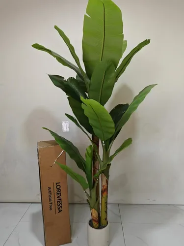 Vista 9 de Árbol de plátano artificial de 6 pies, plantas artificiales extra altas para interiores para sala de estar, árbol de imitación grande, planta