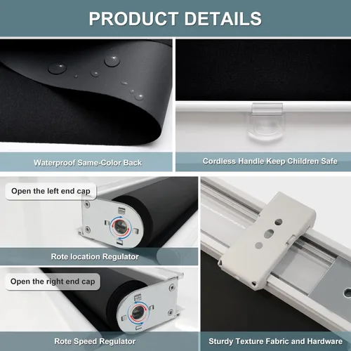 Vista 3 de AOSKY Persianas Enrollables Sin Cordón Opacas para Ventanas Oscurecimiento de Habitación Persianas Enrolladas con Sistema de Resorte, Protección UV