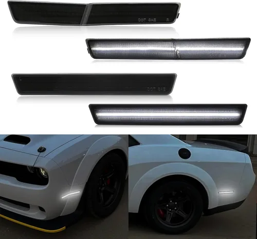 Vista 11 de R&F Auto 4 piezas de luces LED de marcador lateral compatibles con Challenger 2008-2014, lámparas de parachoques delanteras y traseras, lámparas