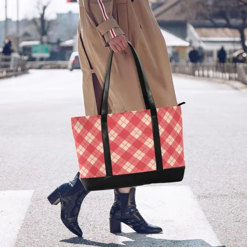 Vista 6 de Gingham Plaid Portable Bag With Laptop Compartment with Zipper Work Tote for Mom with maletin ejecutivo para mujer